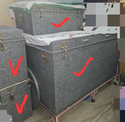 Metal Trunks/Steel Chests Complete Set For Sale!
