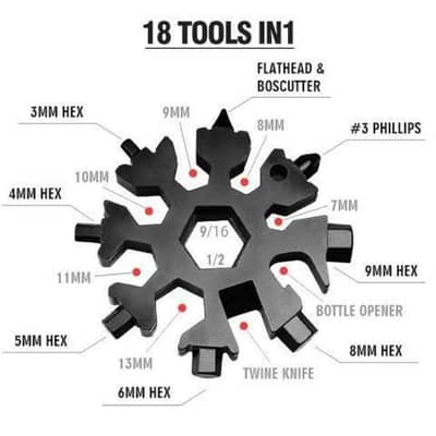 18 in 1 Snowflake Multi-Tool with Keychain