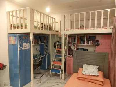 Bunk Beds With Study Tables and Cabinets (Mahgnee Wood)