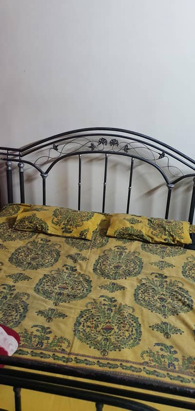 Iron bed with mattress