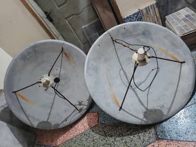 2 Dishes With One booster with frame.   & One receiver