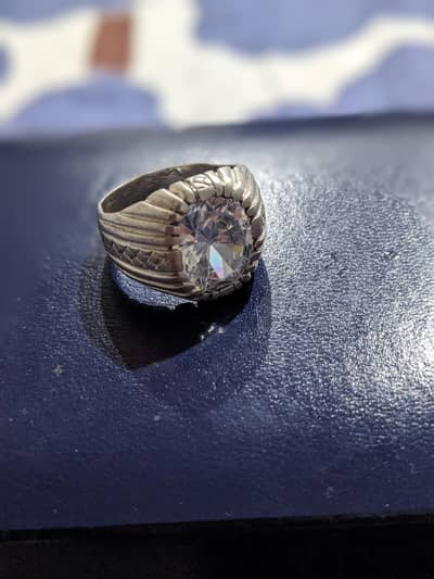 Haqeeq and Zircon Ring in Silver