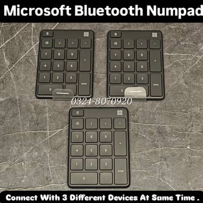 Microsoft Bluetooth Numpad - Wireless 3 Device Connectivity - Black