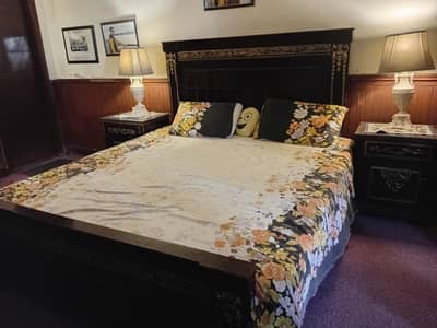 Bed and side tables for sale with mattress