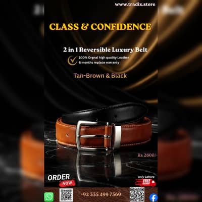 2 in 1 Reversible Luxury Belt 100% Orgnal high quality Leather