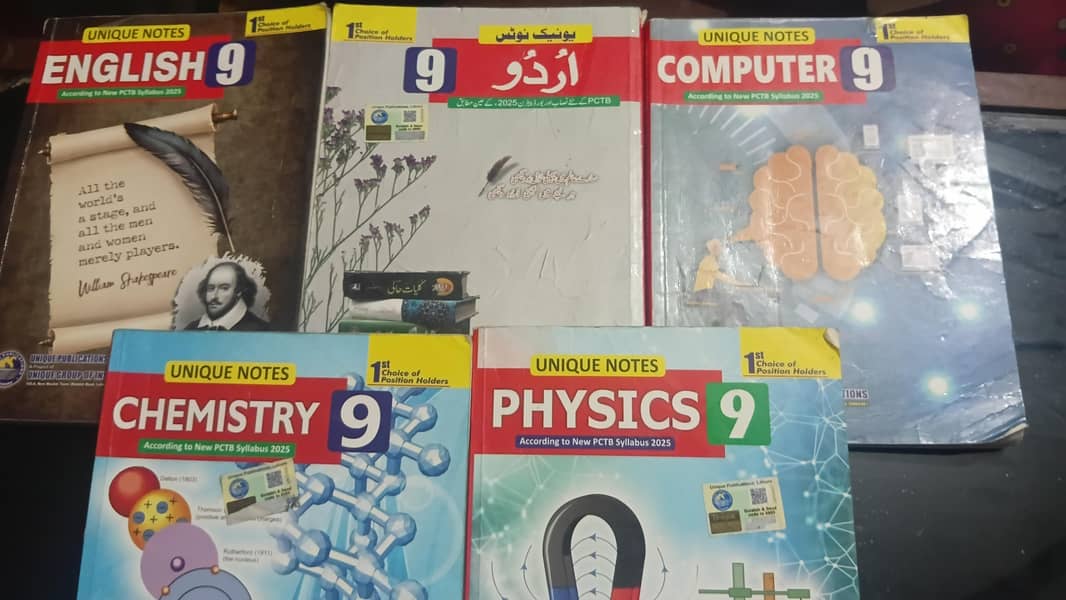 9th class books with unique notes 1