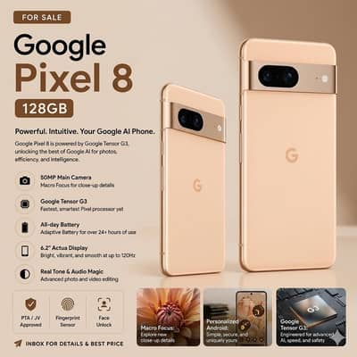 Google Pixel 8 - 128GB (Premium Rose/Golden) - 10/10 Mint Condition