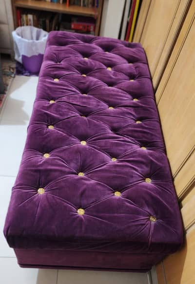 Luxury Velvet Storage Bench - Ottoman - Deep Purple