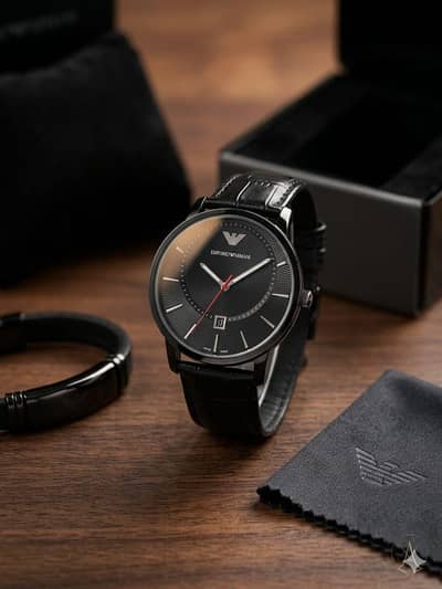 Emporio Armani 9003 Elegant Men's Watch – Black Leather Strap