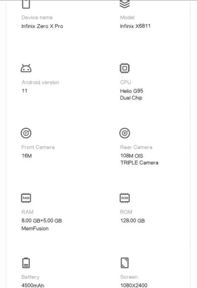 Infinix zero x pro 17000
