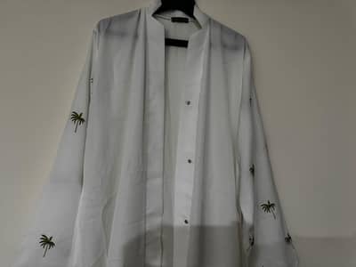 white Arabic Embroidered Abaya