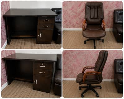 Executive Office Chair + Office Table Set | Used | Good Condition