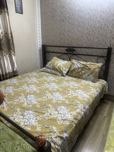 Iron king size bed with medicated mattress