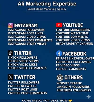 Social media services Facebook,Instagram,TikTok,YouTube
