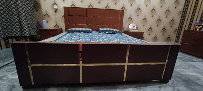 Almost New Bed with side tables and mattress
