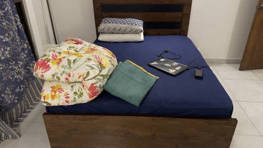 Wooden Bed + Queen Size mattress for sale