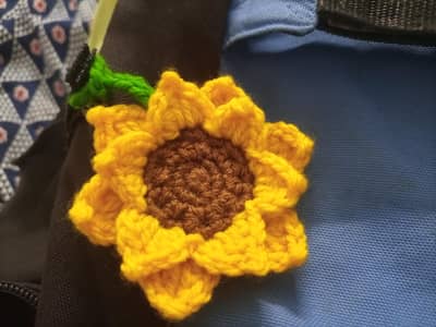 crochet sunflower keychain