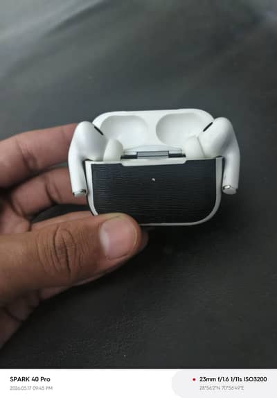 Airpods Pro 2 (Excellent condition] with premium black leather wrap