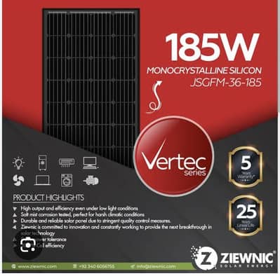 Ziwnic Solar panel 185 watt.