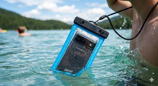 Waterproof mobile phone pouch for travel beach swimming