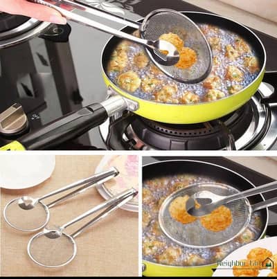 2-in-1 stainless steel Frying Tong with stainer