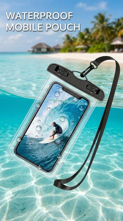 Waterproof mobile phone pouch for travel beach swimming