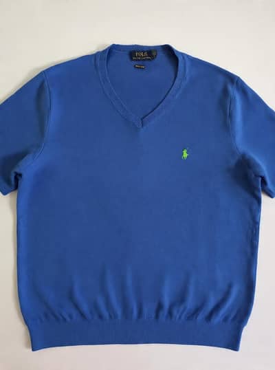 authentic Ralph Lauren polo v neck sweater Royal blue used size xl