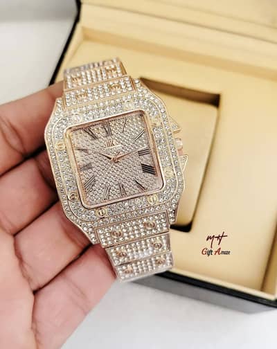 Luxury Rhinestones gold watch for women