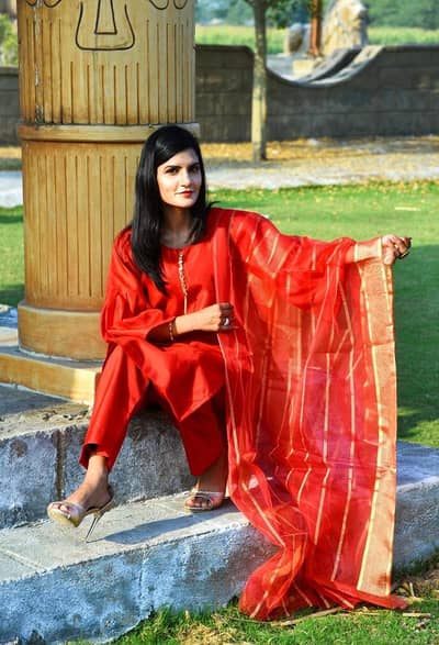 cotton silk three piece