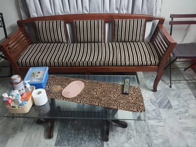 wooden sofa.