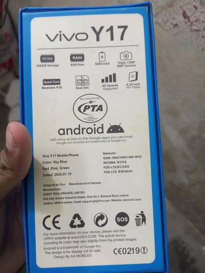 Vivo Y17 PTA Approved 8GB 256GB