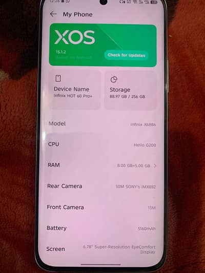 Infinix Hot 60 Pro Plus Ram 16 +8,  storage 256