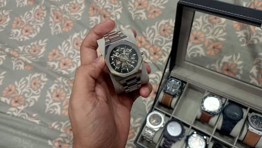 Skeleton back automatic watch