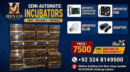 Special semi automatic incubators ,brooders  and spareparts