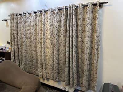 Cream Beige floral pattern Curtains Pair for Sale