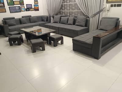 12 seater Sofa and Table with Glass  top