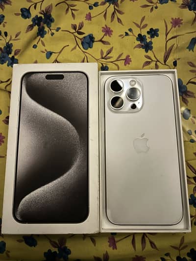 Iphone 15 pro max jv 256gb white titanium colour with box just  pindot