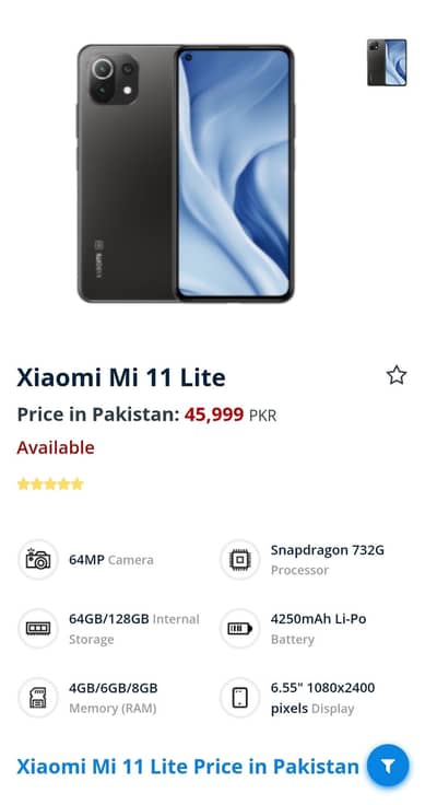 MI 11 lite With Box 6+2GB 128GB excellent mobile for camera and gaming