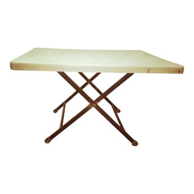 Used Folding Table White Top with Black Metal Legs/Frame, Portable