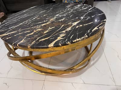 SS centre table with real marble top ( whats ap only)