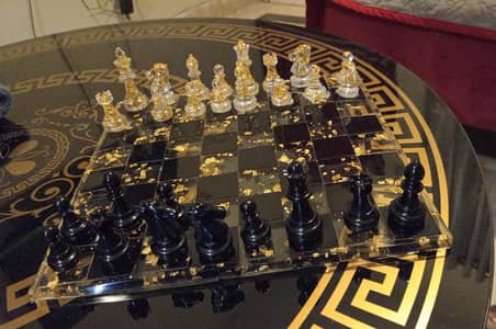 Chess board with pieces