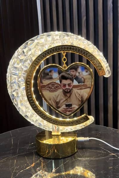 LED Crystal Moon Lamp Photo Frame - 8 Inch Custom Photo Night Light