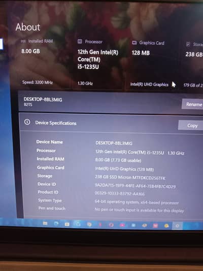 PM Laptop. Model Lenovo, Ram 8GB,Rom 256GB, core i5, /12th generation