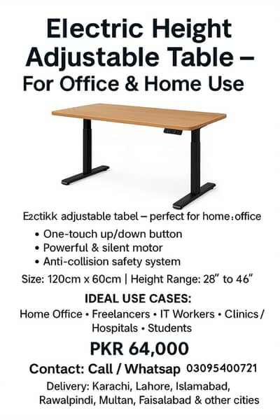 electric Height Adjustable Desk Office Table Study Desk Table for sale