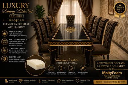 Luxury Dining Table Set – 8 Chairs