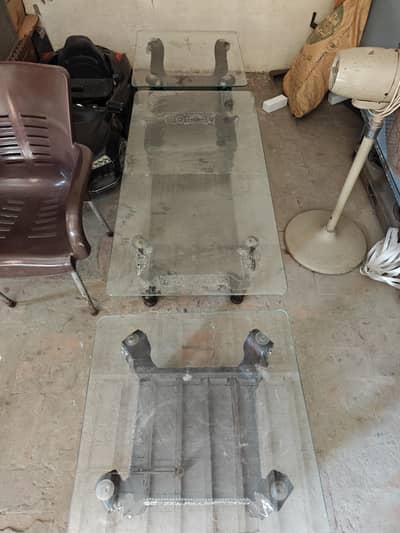 Glass Table with Wood Stands