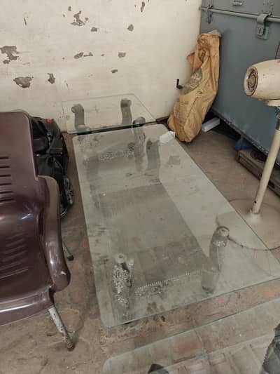 1 Large and 2 small Glass Table with Wood Stand