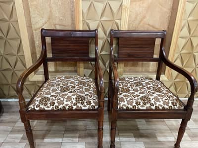 Wooden chair set of two polished and cushioning solid