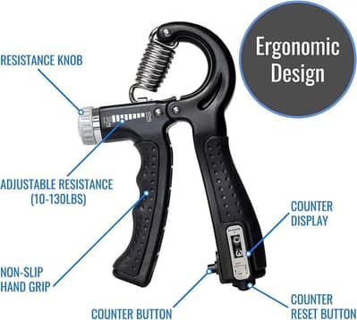 Adjustable Resistance Hand Grip Trainer Black ABS