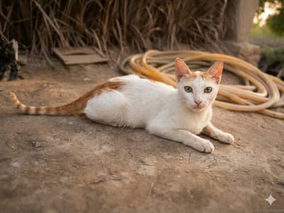 Pyaari aur Active Safed-Orange Billi For Sale – Very Playful
